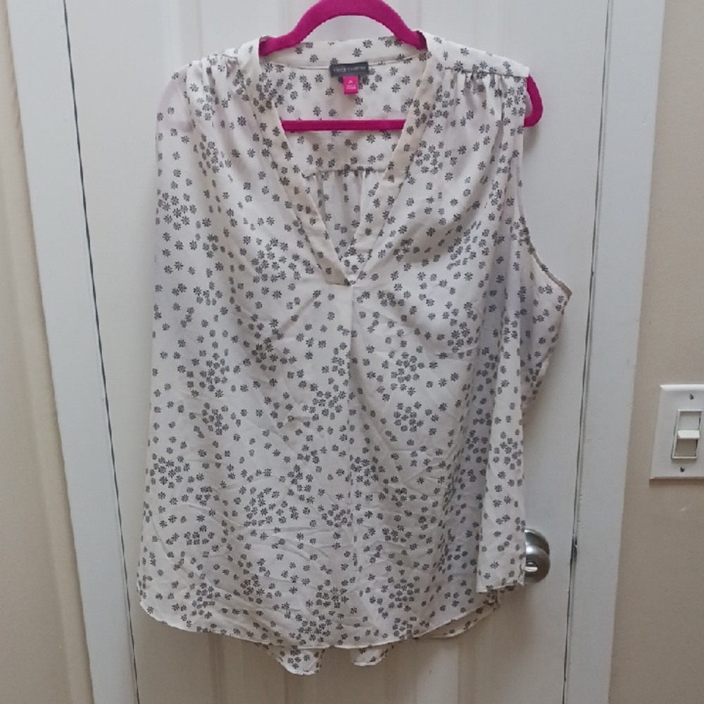 Vince Camuto Floral V-Neck Blouse - Cream and Black - Picture 1 of 8